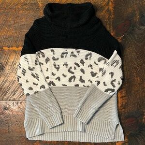 Women’s cowl neck cheetah print sweater